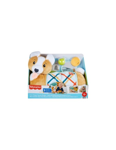 FISHER-PRICE, CUSCINO CORGI TUMMY TIME, 3 IN 1, SOSTIENE BAMBINO, SPECCHIETTO, SONAGLINO, SENZA BPA, HJW10