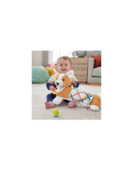 FISHER-PRICE, CUSCINO CORGI TUMMY TIME, 3 IN 1, SOSTIENE BAMBINO, SPECCHIETTO, SONAGLINO, SENZA BPA, HJW10