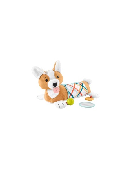 FISHER-PRICE, CUSCINO CORGI TUMMY TIME, 3 IN 1, SOSTIENE BAMBINO, SPECCHIETTO, SONAGLINO, SENZA BPA, HJW10