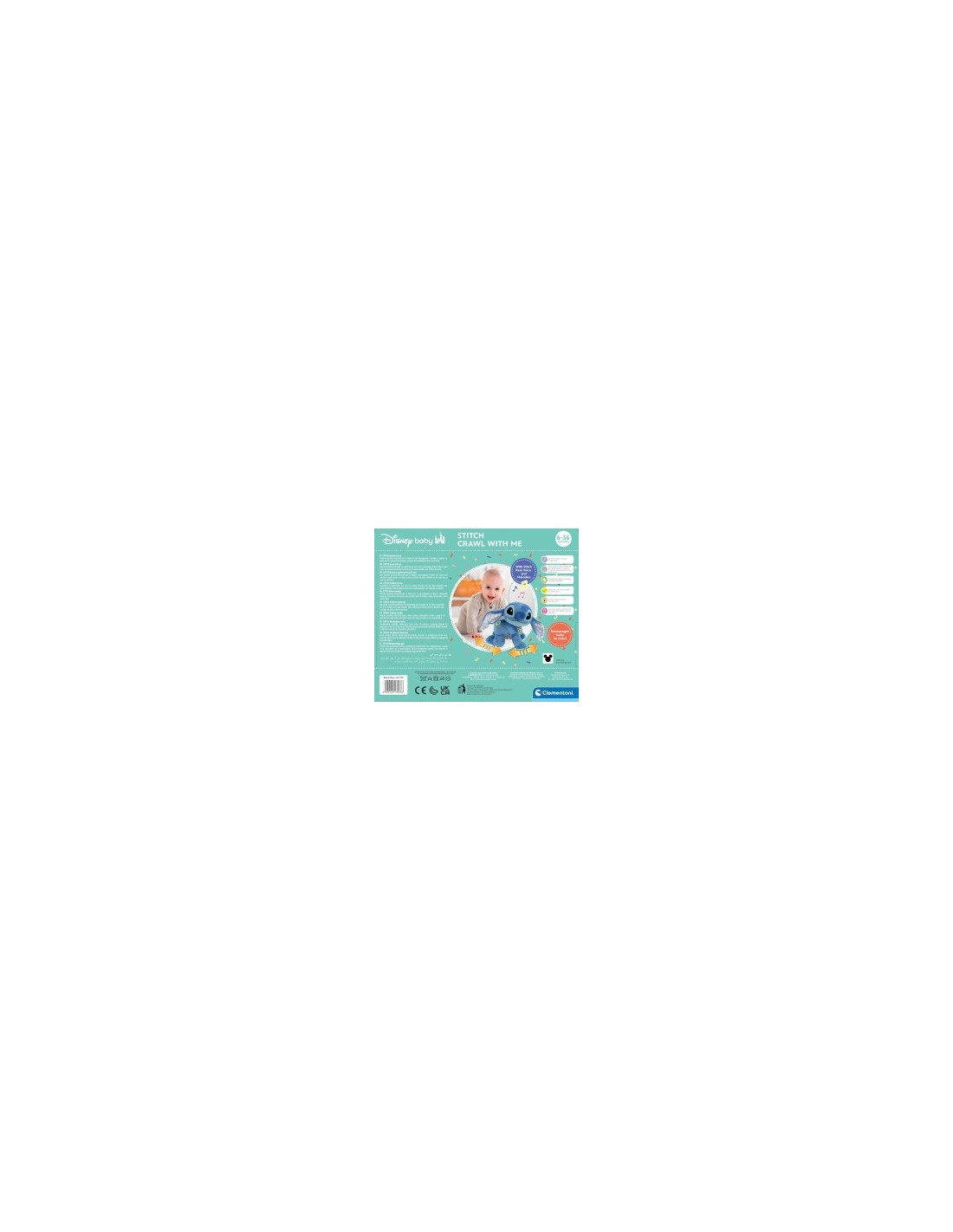 Peluche Interattivo Disney Baby Stitch Gattona con Me – Gioco Educativo 6-36 Mesi