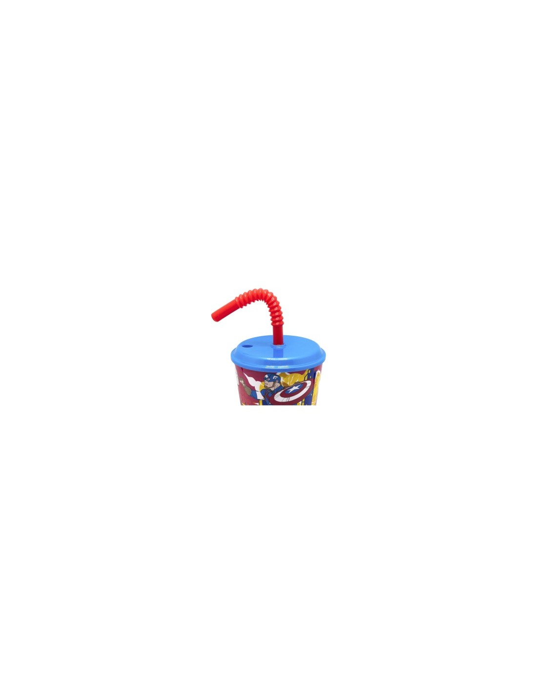 BICCHIERE  DI PLASTICA 430ML CON CANNUCCIA AVENGERS, SUPEREROI, PER BAMBINI