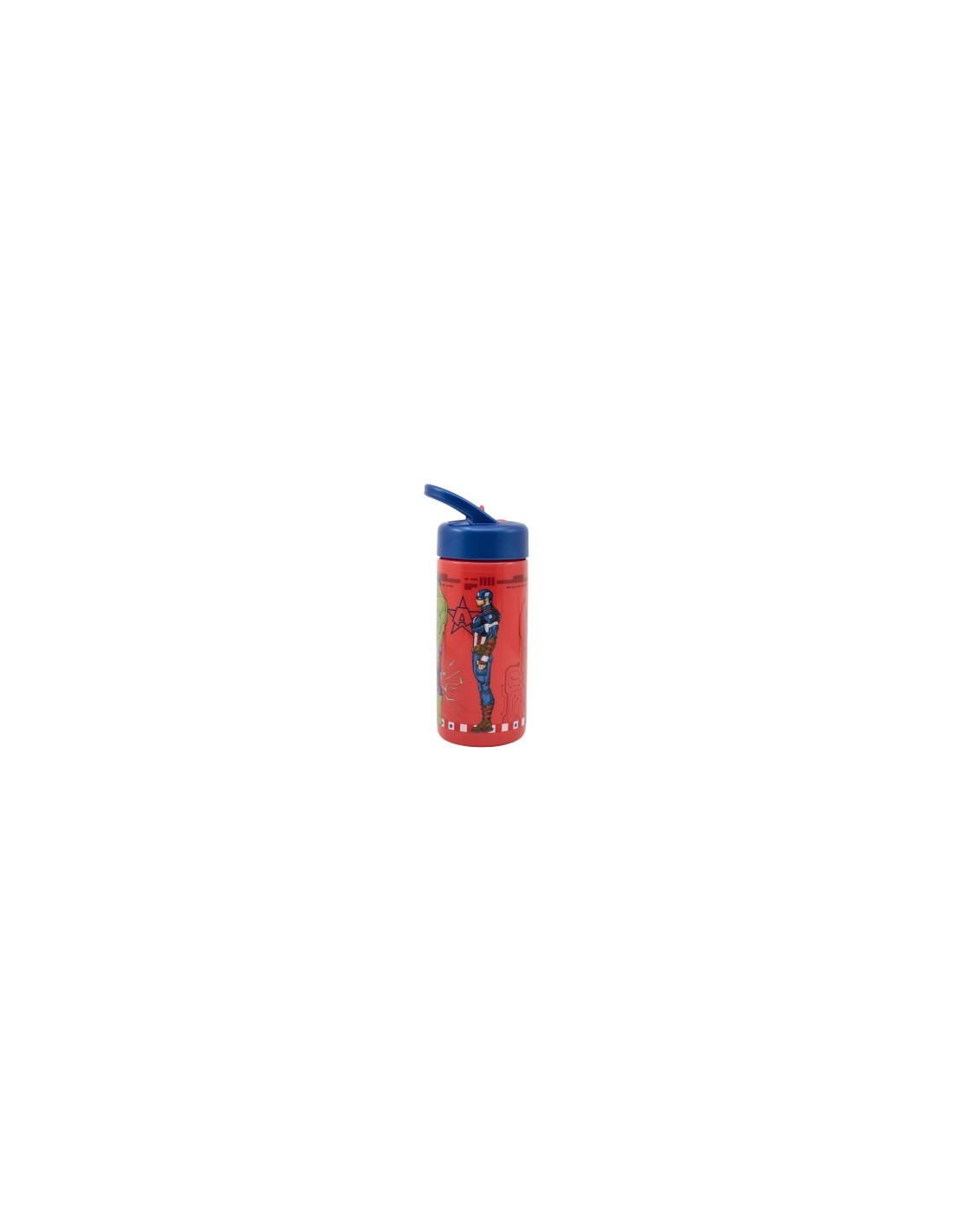 BORRACCIA IN PP 420ML CON CANNUCCIA AVENGERS 17, 8X7, 4 CM PER SCUOLA, BAMBINI