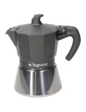 Caffettiera 3 Tazze Tognana Ultra Class Induction – Alluminio e Acciaio, Fondo Full Induction, Nero Soft Touch