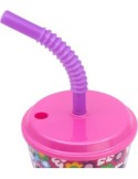 BICCHIERE 430ML MINNIE IN PLASTICA ROSA CON CANNUCCIA E COPERCHIO, PER BAMBINI