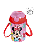 BORRACCIA POP-UP 450ML IN PLASTICA ROSA MINNIE CON TRACOLLA, PER BAMBINI
