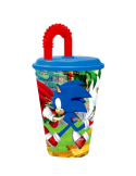 BICCHIERE 430ML SONIC IN PLASTICA CON CANNUCCIA E COPERCHIO, PER BAMBINI