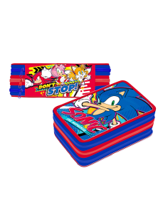 ASTUCCIO SONIC 3 ZIP PREMIUM COMPLETO DI PENNARELLI GIOTTO E MATITE COLORATE