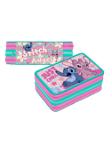 ASTUCCIO STITCH 3 ZIP PREMIUM COMPLETO CON PENNARELLI GIOTTO, PASTELLI NOREX, ACCESSORI SCUOLA