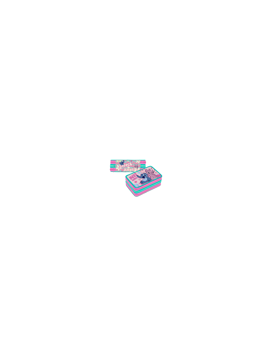 ASTUCCIO STITCH 3 ZIP PREMIUM COMPLETO CON PENNARELLI GIOTTO, PASTELLI NOREX, ACCESSORI SCUOLA