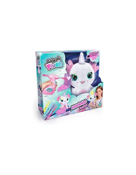 Airbrush Plush Axolotl 32 cm – Peluche Interattivo con Aerografo, Stencil, Luci e Guida Emozioni