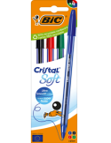 4 PENNE BIC  CRISTAL SOFT BLU, NERA, ROSSA, VERDE