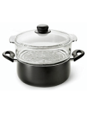 Casseruola Fuoco & Idee 24 cm con Vaporiera in Vetro Borosilicato