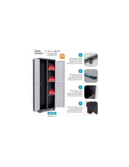 Armadio Portascope Keter Linear Utility 68×39×173 cm – Resina Anti-Intemperie