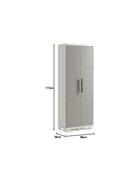 Armadio Basso Keter Stilo 68×39×97 cm in Resina con 2 Ripiani Regolabili e Chiusura Lucchettabile
