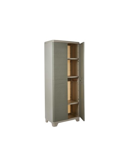 Armadio Basso Keter Stilo 68×39×97 cm in Resina con 2 Ripiani Regolabili e Chiusura Lucchettabile