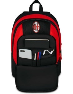 Zaino scuola Seven, Milan Advanced, Rosso e Nero, 29 litri, doppio scomparto, porta borraccia, scuola elementare