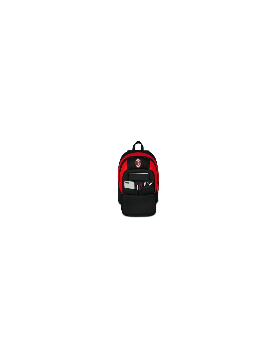 Zaino scuola Seven, Milan Advanced, Rosso e Nero, 29 litri, doppio scomparto, porta borraccia, scuola elementare