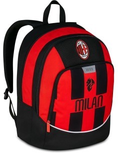Zaino scuola Seven, Milan Advanced, Rosso e Nero, 29 litri, doppio scomparto, porta borraccia, scuola elementare