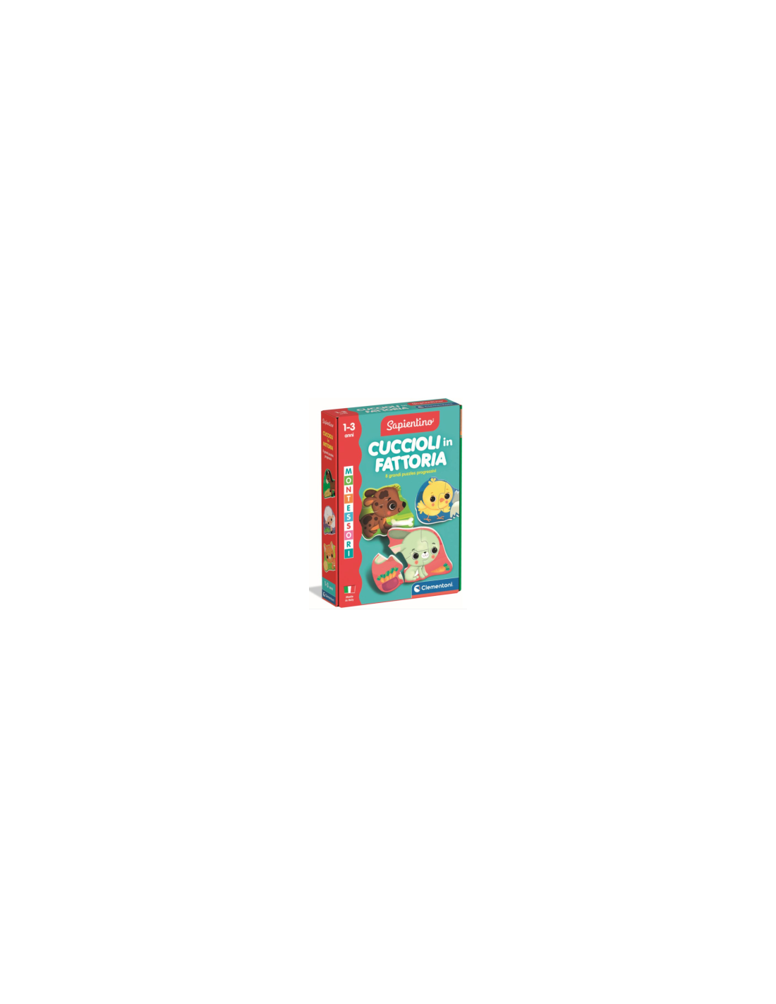 SAPIENTINO BABY 16850 CUCCIOLI IN FATTORIA, GIOCO EDUCATIVO MONTESSORI, PUZZLE SAGOMATI, 1-3 ANNI