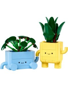 LEGO BOTANICALS 10349 PIANTINE FELICI, GIOCO CREATIVO, CON 2 VASI E FACCE INTERCAMBIABILI
