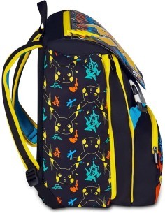 Zaino scuola Seven, Pokémon, doppio scomparto estensibile, 24-27 litri, nero, bambino, scuola elementare