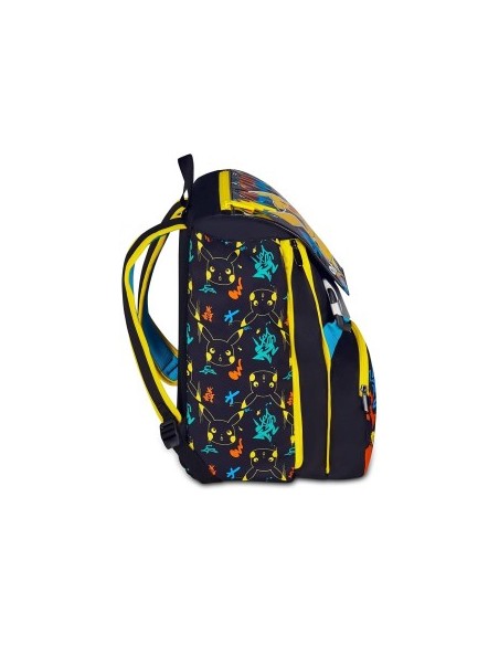 Zaino scuola Seven, Pokémon, doppio scomparto estensibile, 24-27 litri, nero, bambino, scuola elementare