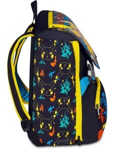 Zaino scuola Seven, Pokémon, doppio scomparto estensibile, 24-27 litri, nero, bambino, scuola elementare