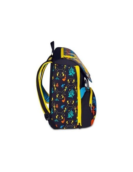 Zaino scuola Seven, Pokémon, doppio scomparto estensibile, 24-27 litri, nero, bambino, scuola elementare