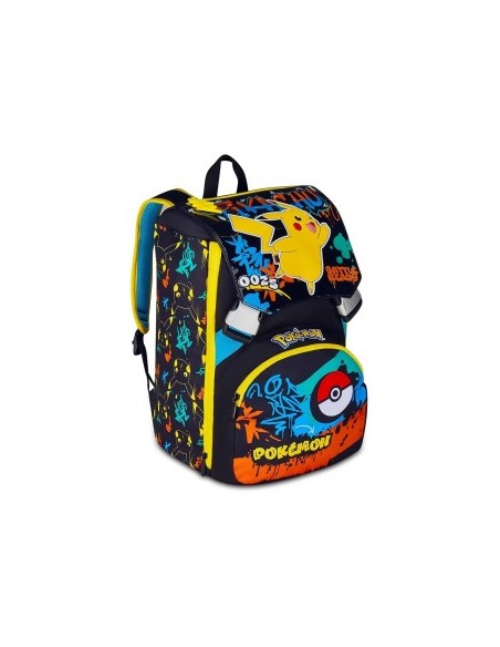 Zaino scuola Seven, Pokémon, doppio scomparto estensibile, 24-27 litri, nero, bambino, scuola elementare
