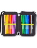 Seven, Juventus, Astuccio 3 Zip, Nero, Portapenne Triplo Scomparto, Penne, Matite, Colori, Scuola Elementare, Bambino, Calcio
