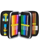 Seven, Juventus, Astuccio 3 Zip, Nero, Portapenne Triplo Scomparto, Penne, Matite, Colori, Scuola Elementare, Bambino, Calcio