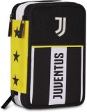 Seven, Juventus, Astuccio 3 Zip, Nero, Portapenne Triplo Scomparto, Penne, Matite, Colori, Scuola Elementare, Bambino, Calcio