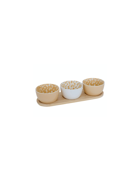 SET APERITIVO 207198 LEOPARDI 3 CIOTOLE CON VASSOIO BAMBOO