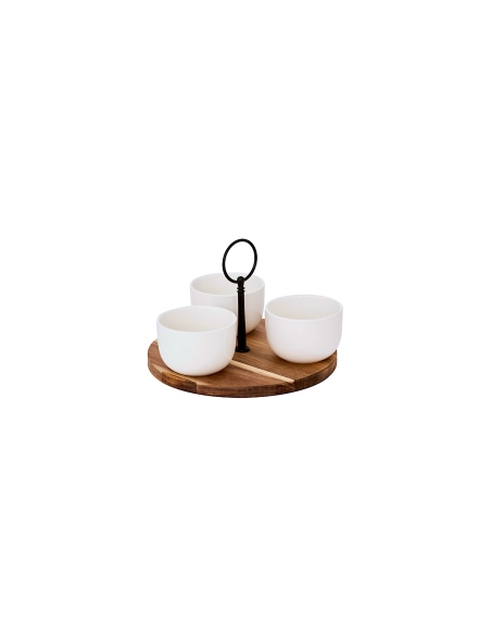 SET APERITIVO 207290 ELEGANCE 3 CIOTOLE CON SUPPORTO ACACIA