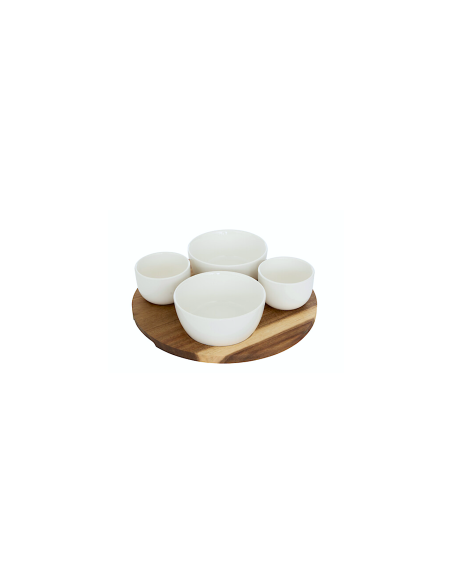 SET APERITIVO 207291 ELEGANCE 4 CIOTOLE CON SUPPORTO ACACIA