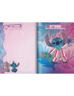 Seven, Diario, Agenda Scuola, Disney Stitch e Angel, 12 Mesi, 21 x 15 x 3 cm, Copertina Lucida Rigida