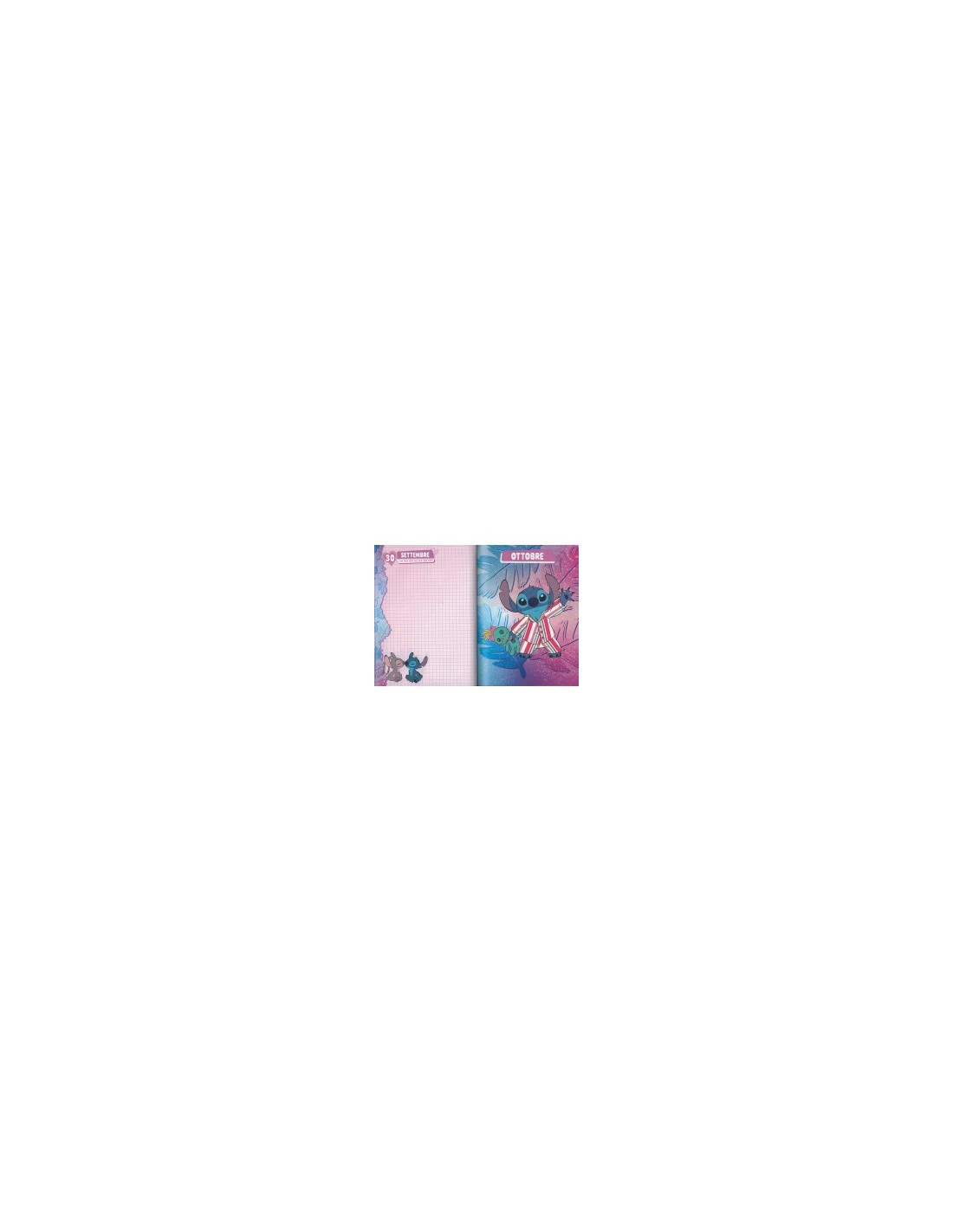 Seven, Diario, Agenda Scuola, Disney Stitch e Angel, 12 Mesi, 21 x 15 x 3 cm, Copertina Lucida Rigida