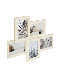 Cornice multifoto, 5 foto, effetto travertino, Anaya, 48,4x38,2 cm, beige, plastica e vetro