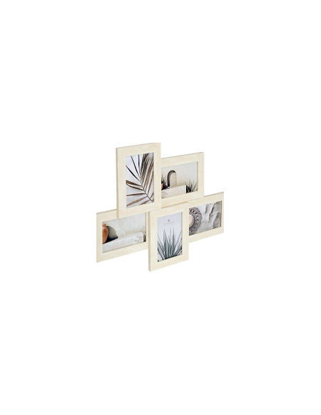 Cornice multifoto, 5 foto, effetto travertino, Anaya, 48,4x38,2 cm, beige, plastica e vetro