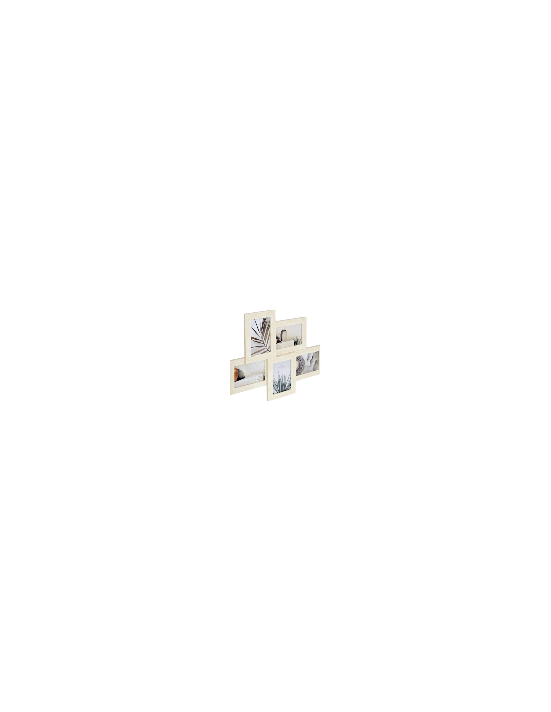 Cornice multifoto, 5 foto, effetto travertino, Anaya, 48,4x38,2 cm, beige, plastica e vetro