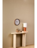 Orologio Bratislav, diametro 35 cm, plastica bianca, effetto legno noce, da parete