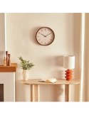 Orologio Bratislav, diametro 35 cm, plastica bianca, effetto legno noce, da parete