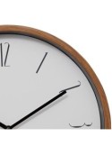 Orologio Bratislav, diametro 35 cm, plastica bianca, effetto legno noce, da parete