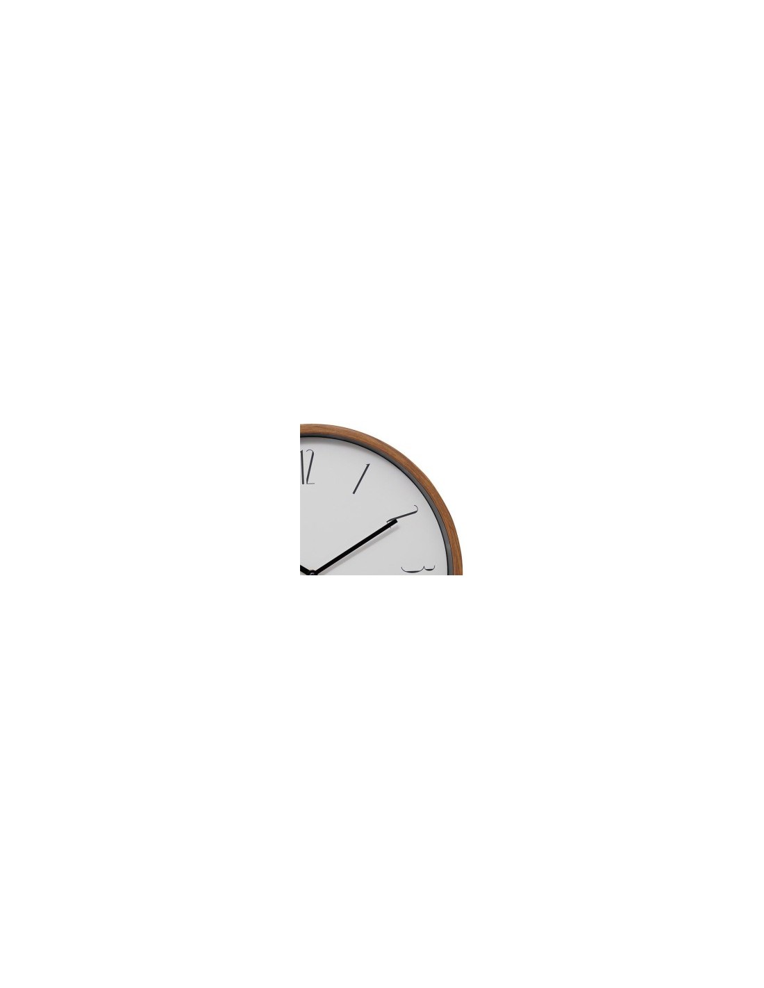 Orologio Bratislav, diametro 35 cm, plastica bianca, effetto legno noce, da parete