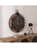 Orologio da parete GOUS AMRI, 70x84 cm, nero, MDF e metallo, con ingranaggi mobili
