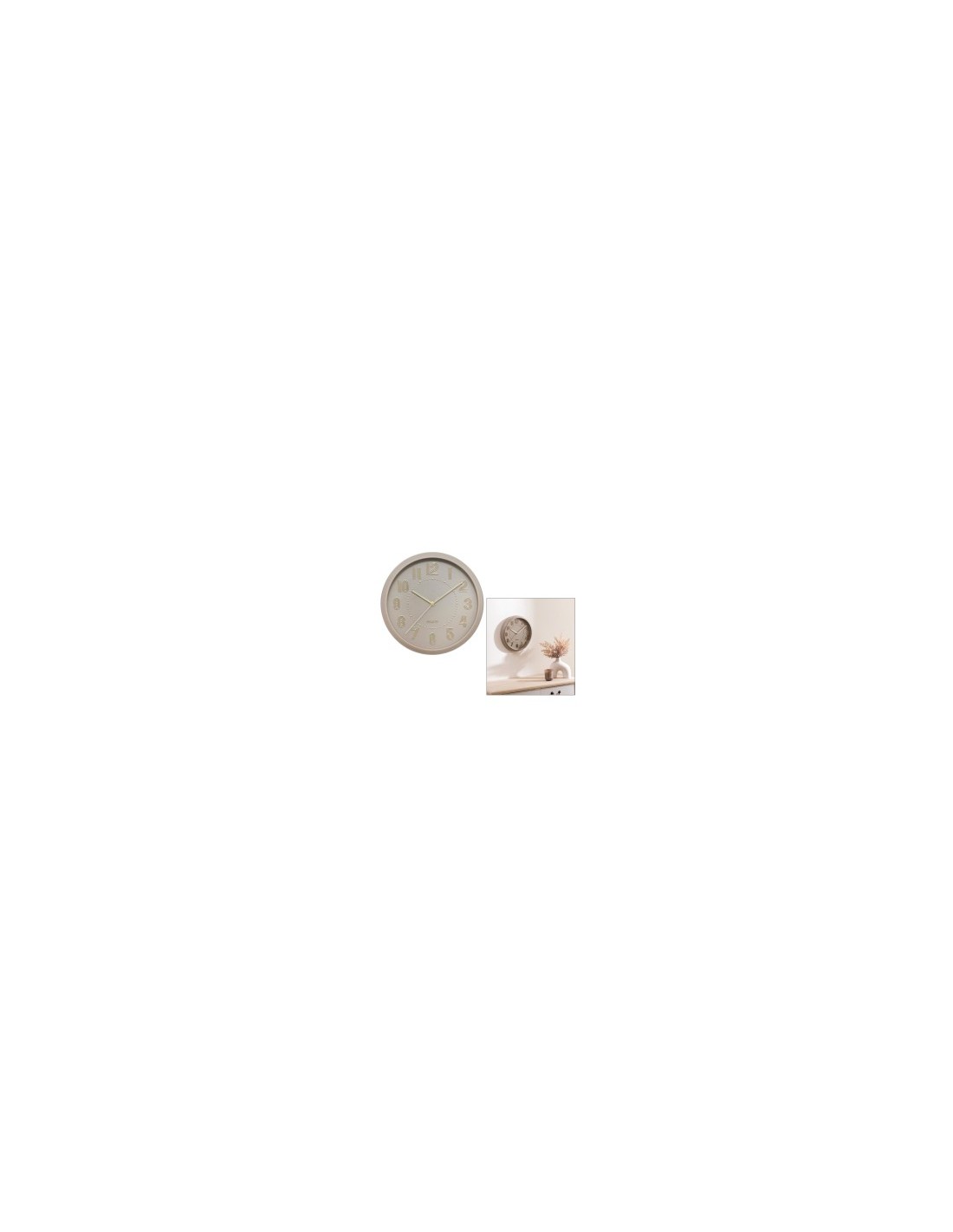 Orologio Alizée, 30 cm, plastica tortora, beige moyen, design 3D, funzionamento a batteria