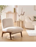 Poltrona bouclé, Liora, avorio, legno FSC, 61,4x75,5x76 cm, stile moderno