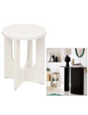 Tavolino da caffè, Bloom, diametro 40 cm, avorio, MDF, finitura opaca