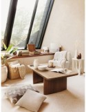 Tavolino da caffè, Bloom, diametro 40 cm, avorio, MDF, finitura opaca
