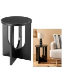 Tavolino da caffè, Bloom, diametro 40 cm, nero, MDF, finitura opaca, stile moderno